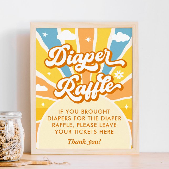 Hier kommt das Sun Baby Shower Diaper Raffle Game Poster (Von Creator hochgeladen)