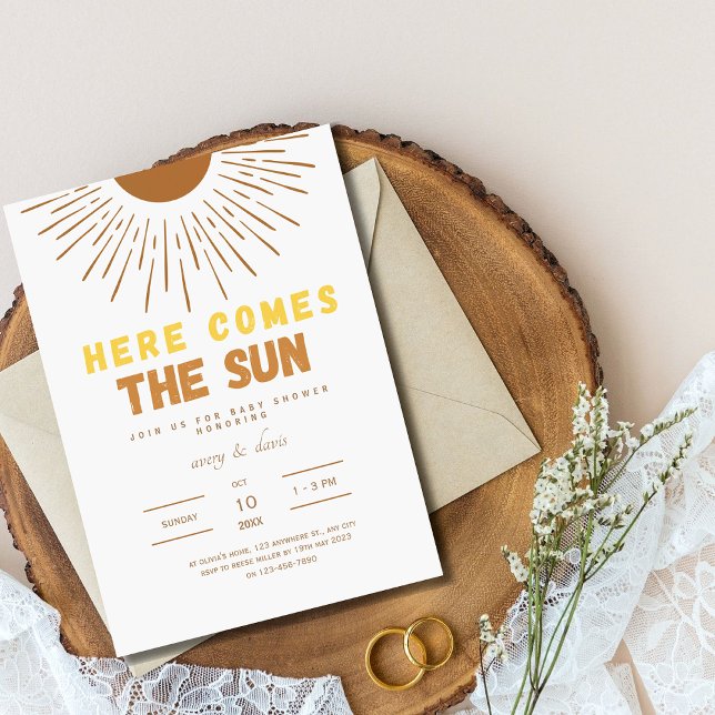 Hier kommt das Sun Boho Baby Shower Invite Einladung (Von Creator hochgeladen)
