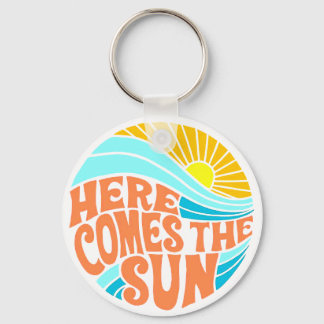 Hier kommt das Sun T-Shirt, Retro Style, Hippie St Schlüsselanhänger