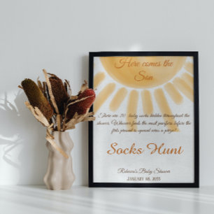 Hier kommt das Sunshine Baby Shower Sock Hunt Fun  Poster