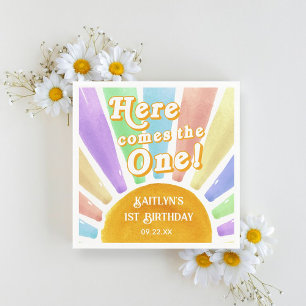 Hier kommt der eine! Retro Boho Sun 1. Geburtstag Serviette