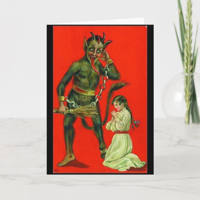 Hier kommt der Krampus 1 Feiertagskarte (Vorderseite)