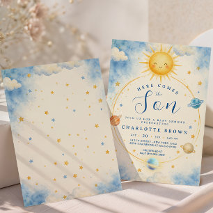 Hier kommt der Sohn Baby Boy Shower Einladung