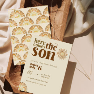 Hier kommt der Sohn Baby Dusche Einladung