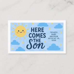 Hier kommt der Sohn Baby Shower - Sonnenschein  Visitenkarte
