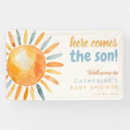 Hier kommt der Sohn Boho-Baby-Shower- Banner