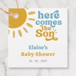 Hier kommt der Sohn Boho Retro Babydusche Geschenkanhänger