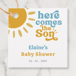 Hier kommt der Sohn Boho Retro Babydusche Geschenkanhänger