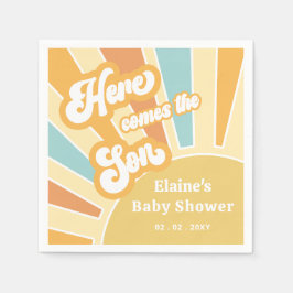 Hier kommt der Sohn Boho Retro Babydusche Serviette