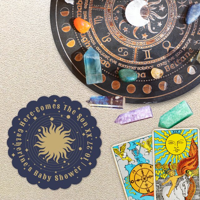 Hier kommt der Sohn | Celestial Baby Shower Untersetzer (Von Creator hochgeladen)