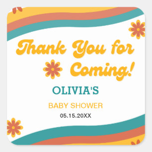 Hier kommt der Sohn Danke Baby Dusche Quadratischer Aufkleber