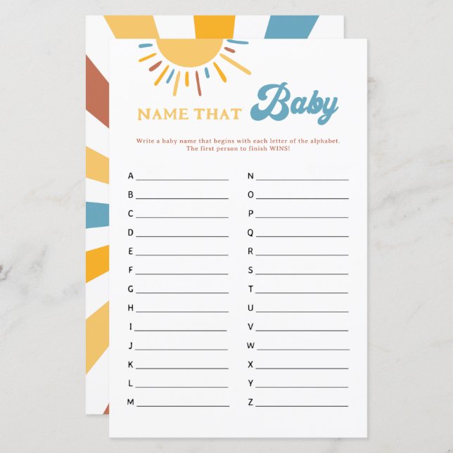 Hier kommt der Sohn, der das Baby-Spiel heißt (Vorne/Hinten)