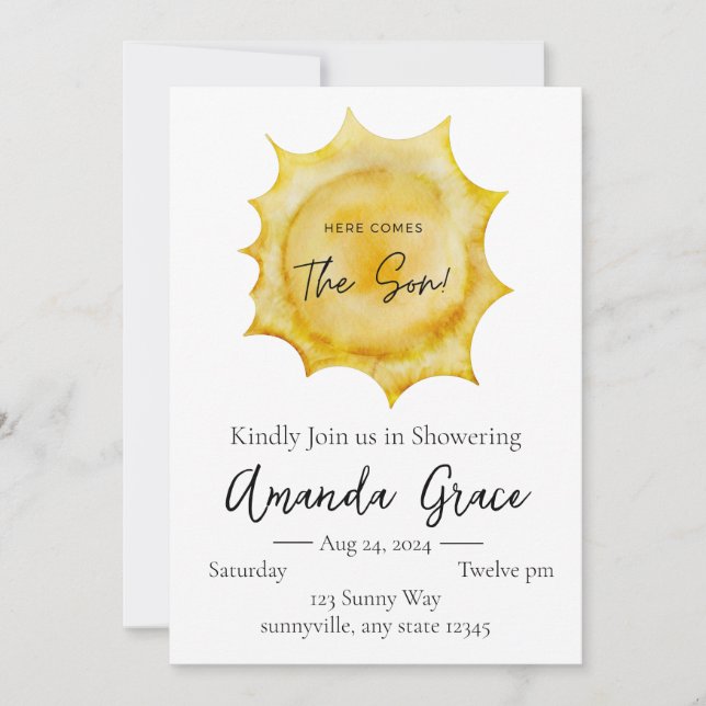 Hier kommt der Sohn Einladung (Vorderseite)