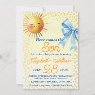 Hier kommt der Sohn Junge Baby Shower Einladung