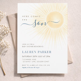 Hier kommt der Sohn Junge Baby Shower Einladung