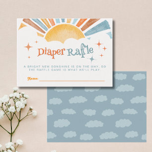 Hier kommt der Sohn Junge Baby Shower Windel-Raffl Begleitkarte