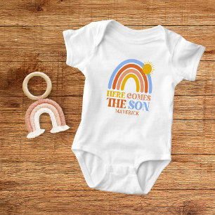 Hier kommt der Sohn Regenbogenjunge  Baby Strampler