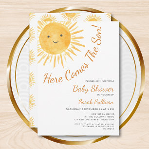 Hier kommt der Sohn Sonnenschein-Baby-Party Einladung