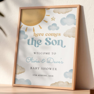 Hier kommt der Sohn Sonnenschein Baby Shower Willk Poster