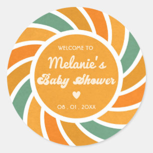 Hier kommt der Sohn Sonnenschein Groovy Niedlich R Runder Aufkleber