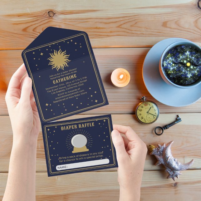 Hier kommt der Sohn | Sun Tarot Babydusche All In One Einladung (Von Creator hochgeladen)