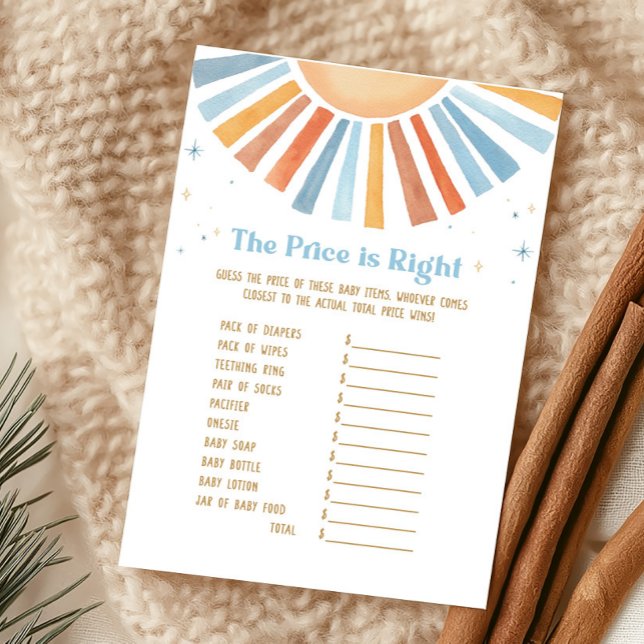Hier kommt der Son Baby Shower Preis ist das richt (Boho Sunshine Baby Shower The Price is Right Game )