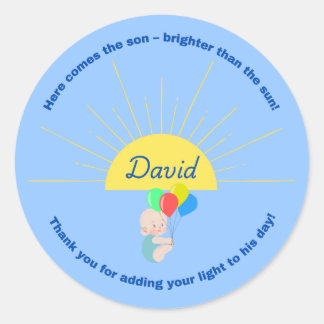 Hier kommt der Son Baby Shower Sticker für Junge