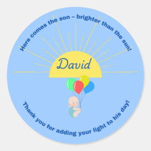 Hier kommt der Son Baby Shower Sticker für Junge