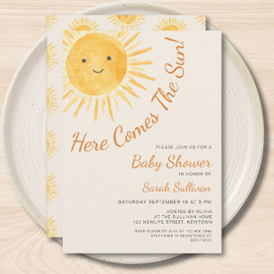 Hier kommt der Sonnenschein Baby Shower Einladung