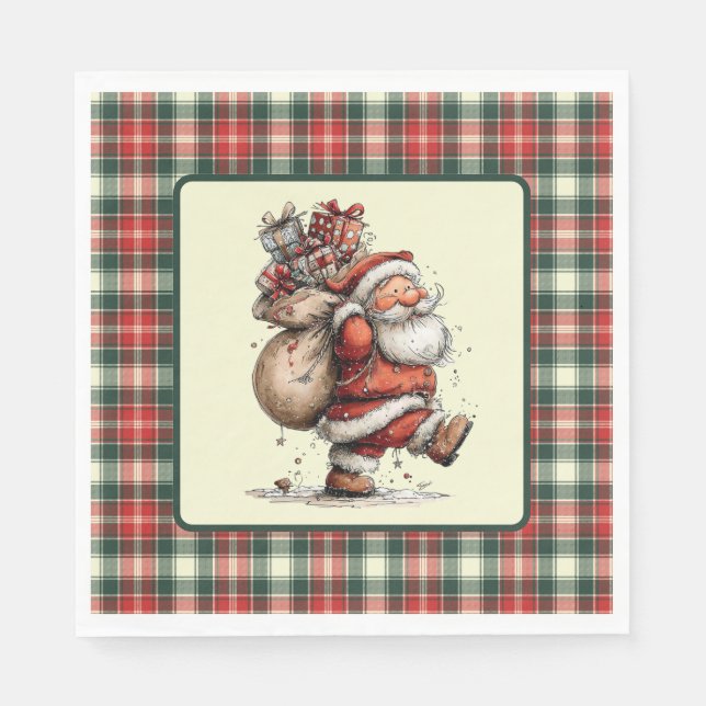 Hier kommt der Weihnachtsmann  Serviette (Vorderseite)