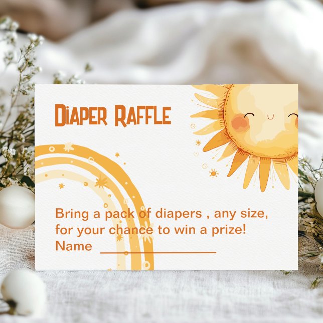 Hier kommt die Baby-Duschkarte Sun Boho Begleitkarte (Sun baby shower invitation )