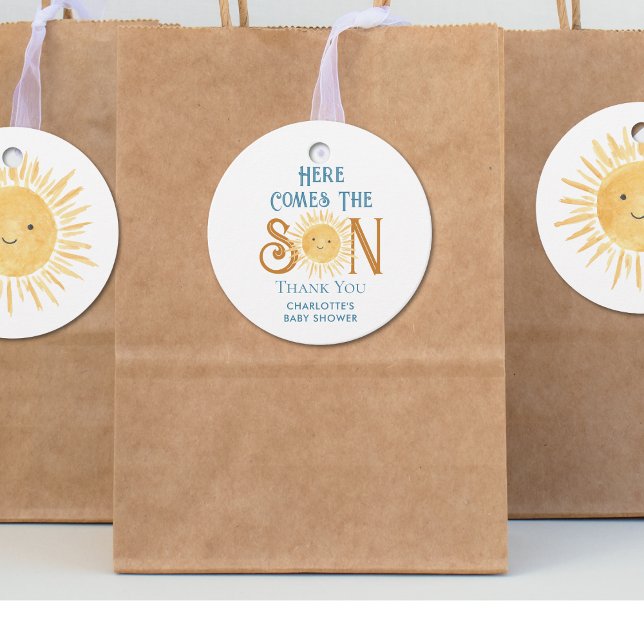 Hier kommt die Babydusche des Son Boy. Danke Geschenkanhänger (Von Creator hochgeladen)