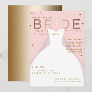 Hier kommt die BRAUT Chic Pink Gold Junggesellinne Einladung