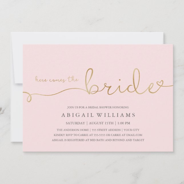 Hier kommt die Braut dk-Dusche Einladung (Vorderseite)