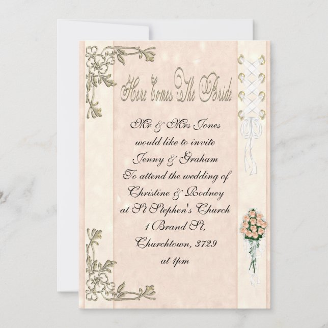 Hier kommt die Braut Einladung (Vorderseite)