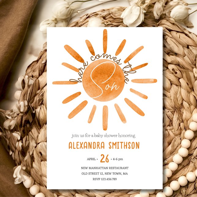 Hier kommt die junge Babydusche Einladung (Von Creator hochgeladen)