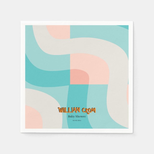 Hier kommt die Regenbogenwave, die moderne Babydus Serviette (Vorderseite)