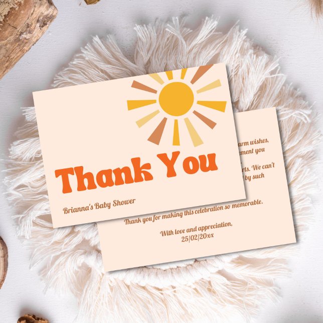 Hier kommt die Sohn Groovy Retro Babydusche Dankeskarte (Here comes the son groovy retro vibes baby shower thank you card )