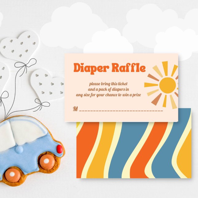 Hier kommt die Söhne-Groovy Retro-Windelraffle Begleitkarte (Here comes the son groovy retro vibes baby shower diaper raffle enclosure card raffle tickets)