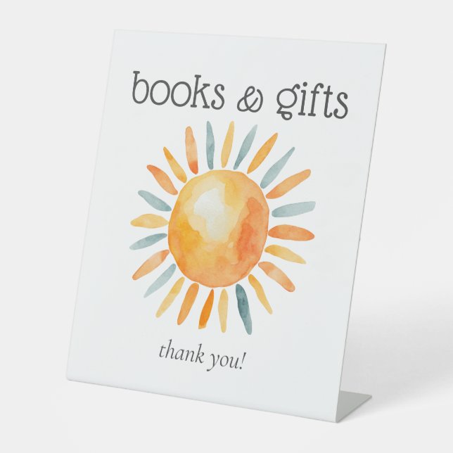 Hier kommt die Son Baby Boy Dusche Bücher und Gesc Sockelschild (Vorderseite)