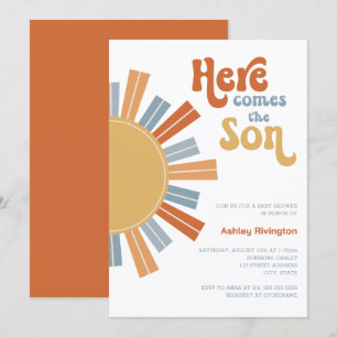 Hier kommt die Son Baby Boy Dusche Einladung