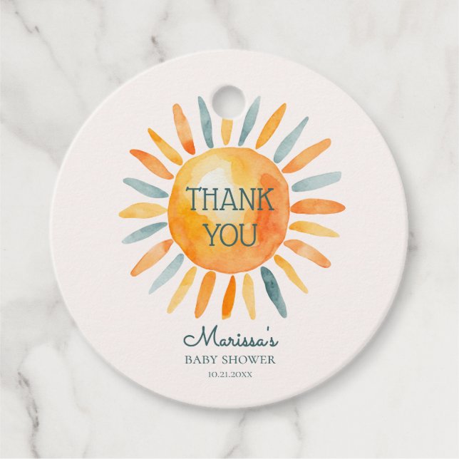 Hier kommt die Son Baby Boy Dusche Geschenkanhänger (Vorderseite)