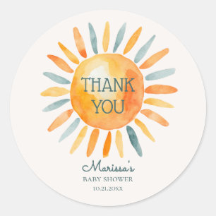 Hier kommt die Son Baby Boy Dusche Runder Aufkleber