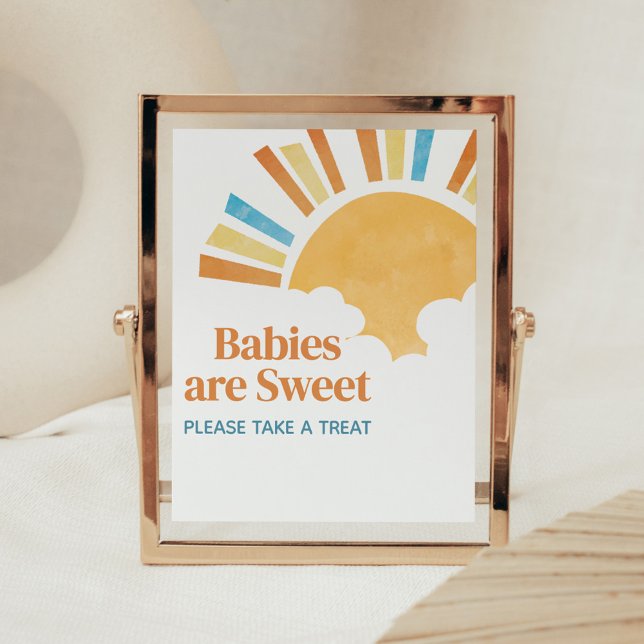 Hier kommt die Son Baby Dusche Babys sind süß Poster (Here Comes the Son Baby Shower Babies are Sweet Sign
)