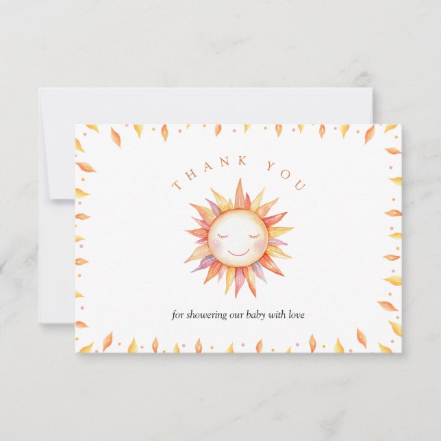 Hier kommt die Son Baby Dusche Danke Karte (Vorderseite)