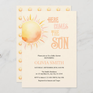 Hier kommt die Son Baby Dusche Einladung