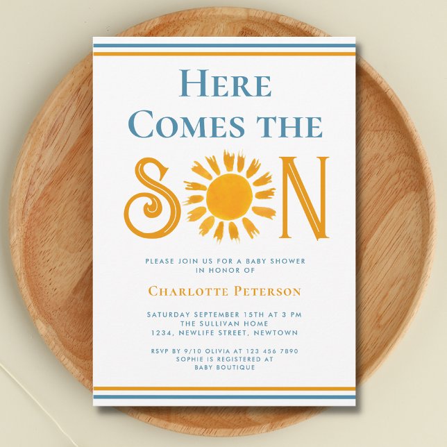 Hier kommt die Son Baby Dusche Einladung (Von Creator hochgeladen)