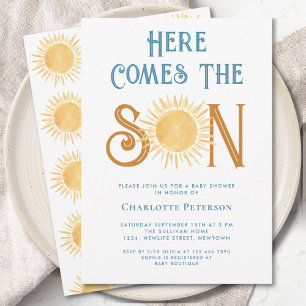 Hier kommt die Son Baby Dusche Einladung