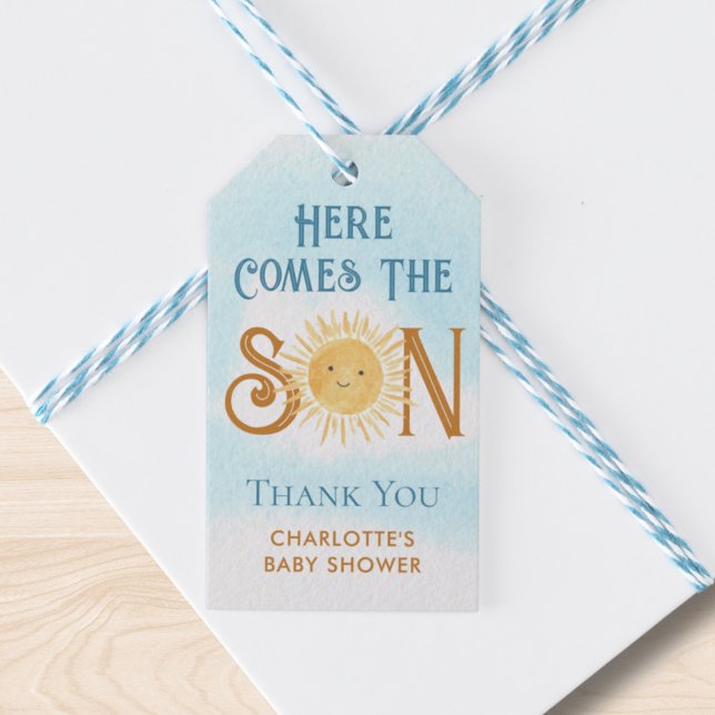 Hier kommt die Son Baby Dusche Geschenkanhänger (Von Creator hochgeladen)