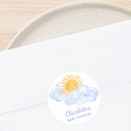 Hier kommt die Son Baby Dusche Runder Aufkleber